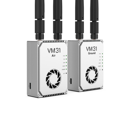 VM31 Video&amp;Data&amp;RC link has two frequencies optional(800MHz、1.4GHz) with 15km grade(air to ground) transmission range.